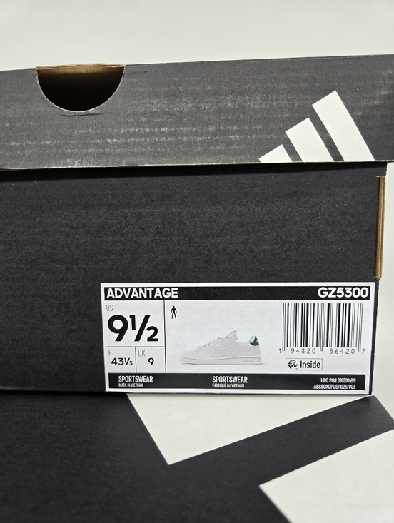 adidas Men\'s Advantage GZ5300 Cloud White Green Tennis Shoes Size 9.5 New main image 6